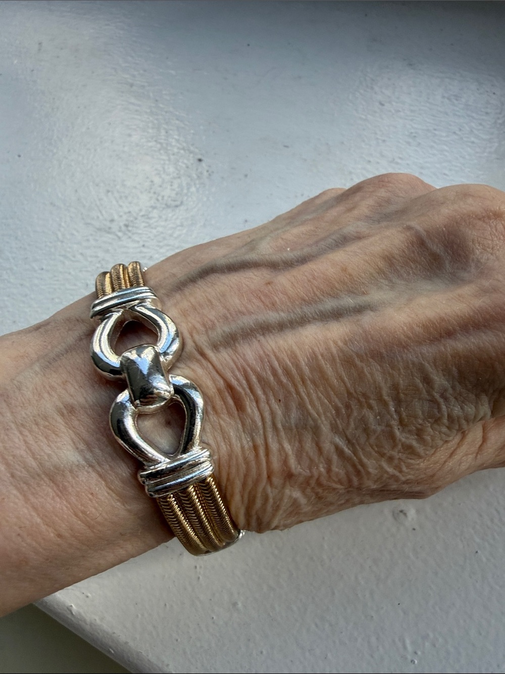Napier Signed “ Gold Rush”  2 Tone Stretch Bracelet.